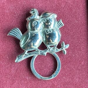 Silver Songbird Eyeglass Holder Brooch